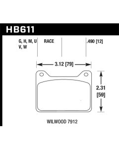 Hawk Willwood 7912 DTC-70 Race Brake Pads - HB611U.490
