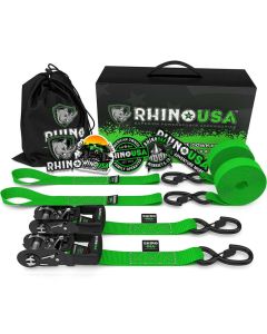 Rhino USA Heavy Duty Ratchet Tie-Downs 2-Pack (Green) 1.6In X 8Ft - HDKIT-2PK-GRN