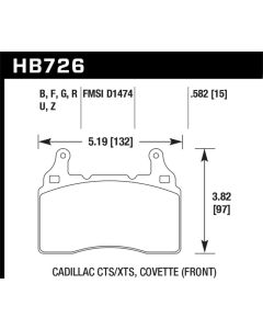 Hawk 2014 Chevrolet Corvette DTC-60 Front Brake Pads - HB726G.582