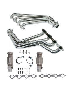BBK 10-15 Camaro LS3 L99 Long Tube Exhaust Headers With Converters - 1-3/4 Chrome - 4021