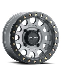 Method MR401 UTV Beadlock 15x6 / 5+1/53mm Offset / 4x136 / 106mm CB Titanium Wheel- Matte Black Ring - MR40156047851B