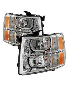 xTune Chevy Silverado 07-13 Crystal Headlights w/ DRL LED Design Black HD-JH-CS07-LED-C - 9032981