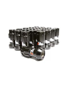 Project Kics R40 iCONIX M12x1.50 Black Chrome Lock & Lug Nuts Set with Black Plastic Cap- KICS-WRIF11KK
