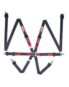 RaceQuip 6-Point Camlock Harness, FIA Approved, Black