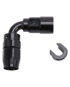 Russell Performance 3/8in SAE Quick Disc Female to -6 Hose Black 90 Degree Hose End - 611223