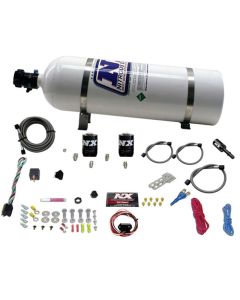 Nitrous Express 11-15 Ford Mustang GT 5.0L Coyote Single Nozzle Nitrous Kit (35-150HP) w/15lb Bottle - 20932-15