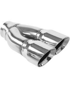 MagnaFlow Tip Stainless Double Wall Round Dual Outlet Polished 3in DIA 2.25in Inlet 9.75in Length - 35227