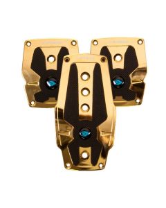 NRG Aluminum Sport Pedal M/T - Chrome Gold w/Black Rubber Inserts - PDL-200CG