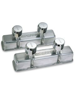 Moroso Chevrolet Small Block Valve Cover - 2 Covers w/2 Breathers - Polished Aluminum - Pair - 68380