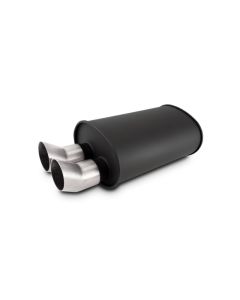 Vibrant Streetpower Flat Blk Muffler 9.5x6.75x15in Body Inlet ID 3in Tip OD 3in w/Dual DTM Tips - 12336