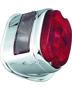 Bikers Choice 56-72 Big Twin & XL Chrome Taillight W/Red Lens & Top License Light Repl H-D 68010-64B - 492757