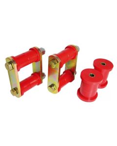 Prothane 64-73 Ford Mustang Rear Spring Bushings w/ HD Shackle Kit - Red - 6-1053