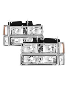 Xtune Chevy Suburban 94-98 Headlights w/ Corner & Parking Lights 8pcs Chrome HD-JH-CCK88-AM-C-SET - 5069535