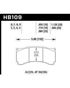 Hawk Alcon TA-6 / AP Racing CP5060-2/3/4/5ST / AP Racing CP5555 HPS 5.0 Street Brake Pads - HB109B.710
