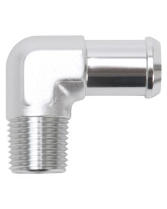 Edelbrock Hose End 90-Deg 1/2In NPT to 3/4In Barb Clear Anodize - 8166