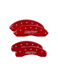 MGP 4 Caliper Covers Engraved Front & Rear Lightning Red finish silver ch - 10021SLTGRD
