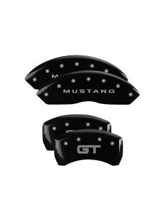 MGP 4 Caliper Covers Engraved Front Mustang Engraved Rear S197/GT Black finish silver ch - 10197SMG2BK