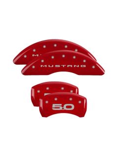 MGP 4 Caliper Covers Engraved Front 2015/Mustang Engraved Rear 2015/50 Red finish silver ch - 10200SM52RD