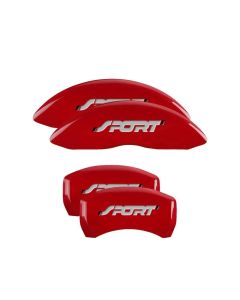 MGP 4 Caliper Covers Engraved Front & Rear No bolts/Sport Red finish silver ch - 10229SSP1RD
