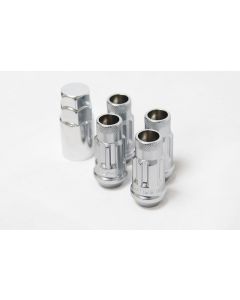 Wheel Mate 12x1.50 48mm Muteki SR48 Satin Silver Open End Locking Lug Nut - Set of 4 - 32902SS