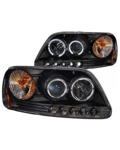 ANZO 1997.5-2003 Ford F-150 Projector Headlights w/ Halo and LED Black 1pc - 111031