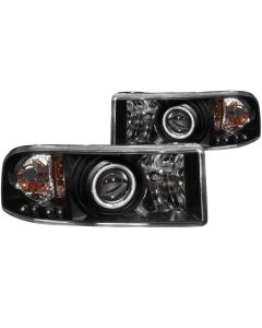 ANZO 1994-2001 Dodge Ram Projector Headlights w/ Halo Black - 111065