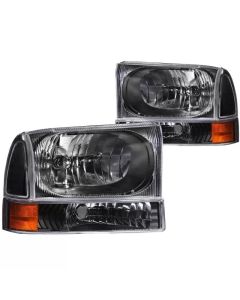ANZO 2000-2004 Ford Excursion Crystal Headlights Black - 111080