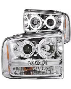 ANZO 2005-2007 Ford Excursion Projector Headlights w/ Halo Chrome w/ LED Strip (CCFL) 1pc - 111118