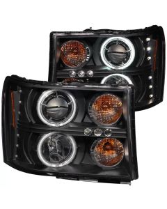 ANZO 2007-2013 Gmc Sierra 1500 Projector Headlights w/ Halo Black - 111125