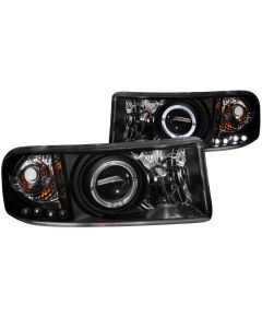 ANZO 1994-2001 Dodge Ram Projector Headlights w/ Halo Black - 111196