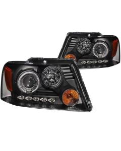 ANZO 2004-2008 Ford F-150 Projector Headlights w/ Halo and LED Black G2 - 111204