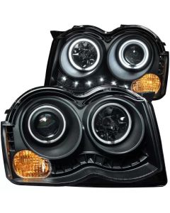 ANZO 2008-2010 Jeep Grand Cherokee Projector Headlights w/ Halo Black (CCFL) - 111213