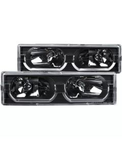 ANZO 1988-1998 Chevrolet C1500 Crystal Headlights Black w/ Low - Brow - 111299