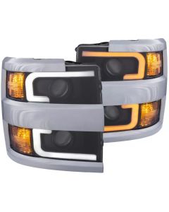 Anzo USA Projector Headlights w/Plank Style Switchback Black w/Amber (Chrome Rim)- ANZO-111365