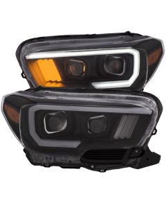 ANZO 2016-2017 Toyota Tacoma Projector Headlights w/ Plank Style Black w/ Amber - 111377