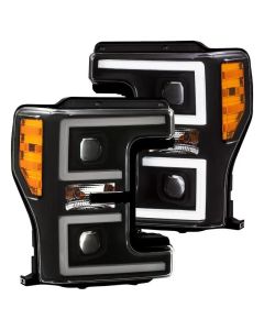 ANZO LED Headlights 17-18 Ford F-250 Super Duty Plank-Style L.E.D. Headlight Black (Pair) - 111388