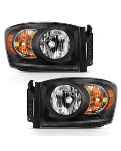ANZO 2006-2009 Dodge Ram 1500 Crystal Headlight  Black Amber - 111427