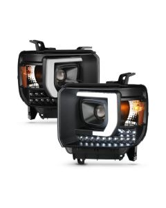 ANZO 2014-2015 Gmc Sierra 1500HD Projector Plank Style Headlight Black W/ Drl - 111450