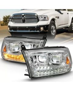 ANZO 2009-2018 Dodge Ram 1500 Led Projector Plank Style Switchback H.L Halo Chrome Amber (OE Style) - 111465