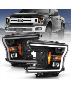 ANZO 2018-2019 Ford F-150 Projector Plank Style H.L. Black Amber (Without Switchback) - 111467