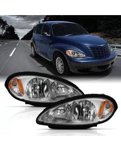 ANZO 2001-2005 Chrysler Pt Cruiser Crystal Headlight Chrome Amber (OE) - 111472