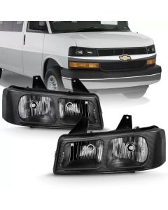 ANZO 2003-2017 Chevy Express Crystal Headlight Black - 111474