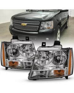ANZO 2007-2014 Chevy TahOE Crystal Headlight Chrome Amber(OE) - 111475