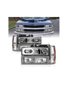 Anzo USA Crystal Headlights Chrome Housing w/ Signal and Side Marker Lights Chevrolet Blazer|C1500|C
