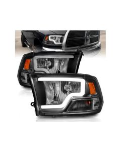Anzo USA Crystal Headlights w/ Light Bar Black Housing Dodge|Ram 2009-2018- ANZO-111515