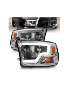 ANZO 2009-2018 Dodge Ram 1500/ 2500/ 3500 Crystal Headlights w/ Light Bar Chrome Housing - 111516