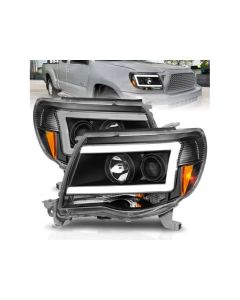 ANZO 05-09 Toyota Tacoma Projector Light Bar Style Headlights w/ C Light Bar - 111517