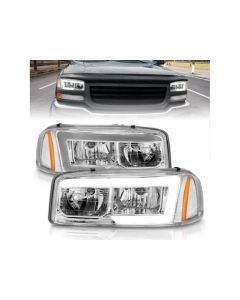 Anzo 99-17 GMC Sierra/Denali Headlights Chrome Amber (w/C Light Bars) - 111523