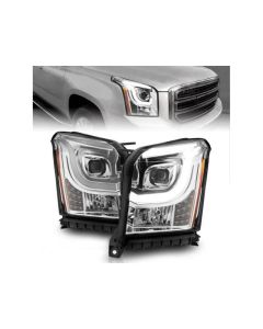 ANZO 2015-2017 GMC Yukon XL Projector Headlights W Lightbar - Chrome/Amber - 111536