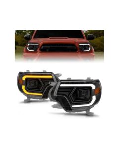 ANZO 12-15 Toyota Tacoma Projector Headlights - w/ Light Bar Switchback Black Housing - 111556